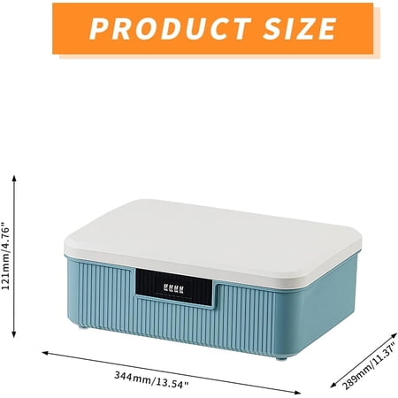 Lockable Storage Container Bin, 4.2 Gallon Capacity Organizer Box with Combination Lock, Heavy Duty Plastic Trunk, Usable As Item Organizer Or Office File Storage(Blue)