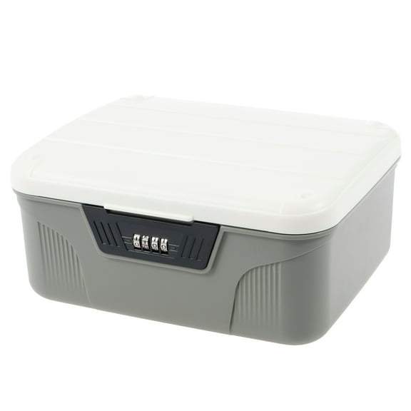 Lockable Storage Container Plastic Lockable Storage Box 4 Digit Password Storage Organizer High Security Lockable Storage Bin Sturdy Lockable Storage Bin Portable Locking Box for Home