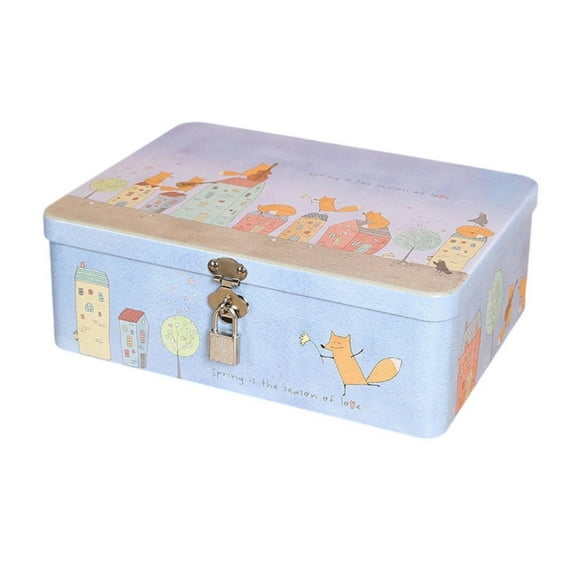 Lockable Tin Container Elegant Designs Metal Box For Confidential Documents Office Essential Home Storage Solution