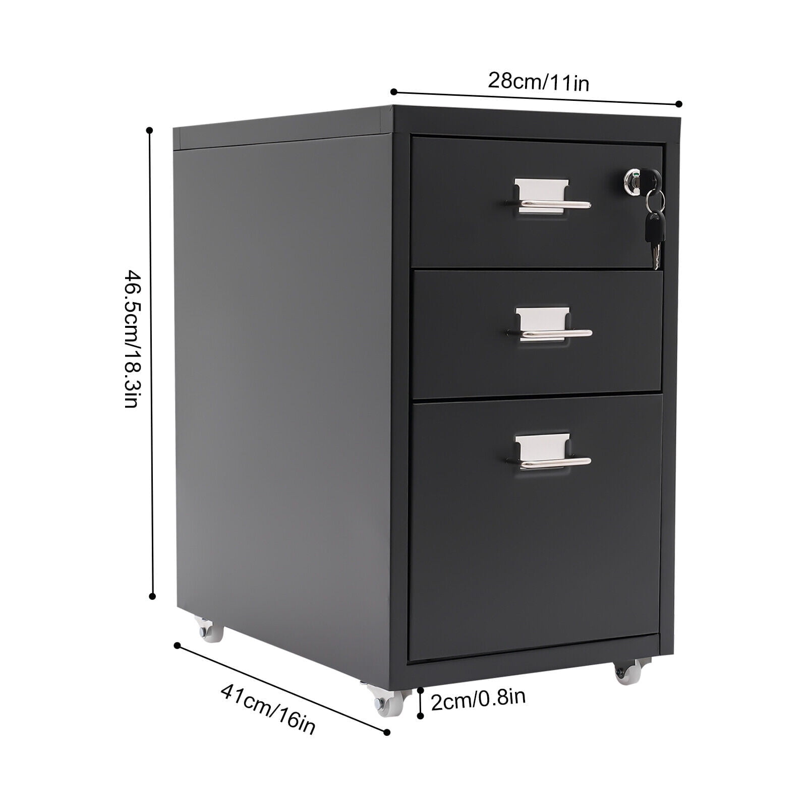 Lockable Vertical File Cabinet Metal Mobile File Cabinet  Under Desk Office Home
