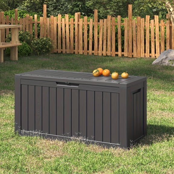 Lockable Waterproof Resin Deck Box 230/150/72 Gallon, Large Outdoor Storage for Patio, Pool, Garden & Sports Equipment, Easy Assembly & Move, Black Gray