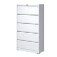 Lockable White 5 Drawer Metal Lateral File for Home Office