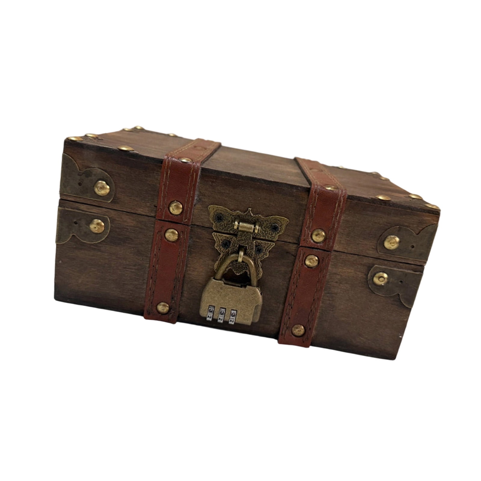 Lockable Wooden Trinket Box with Lock Antique Styles Storage Chest for Jewelry Photos Props Display Keepsakes Organiser