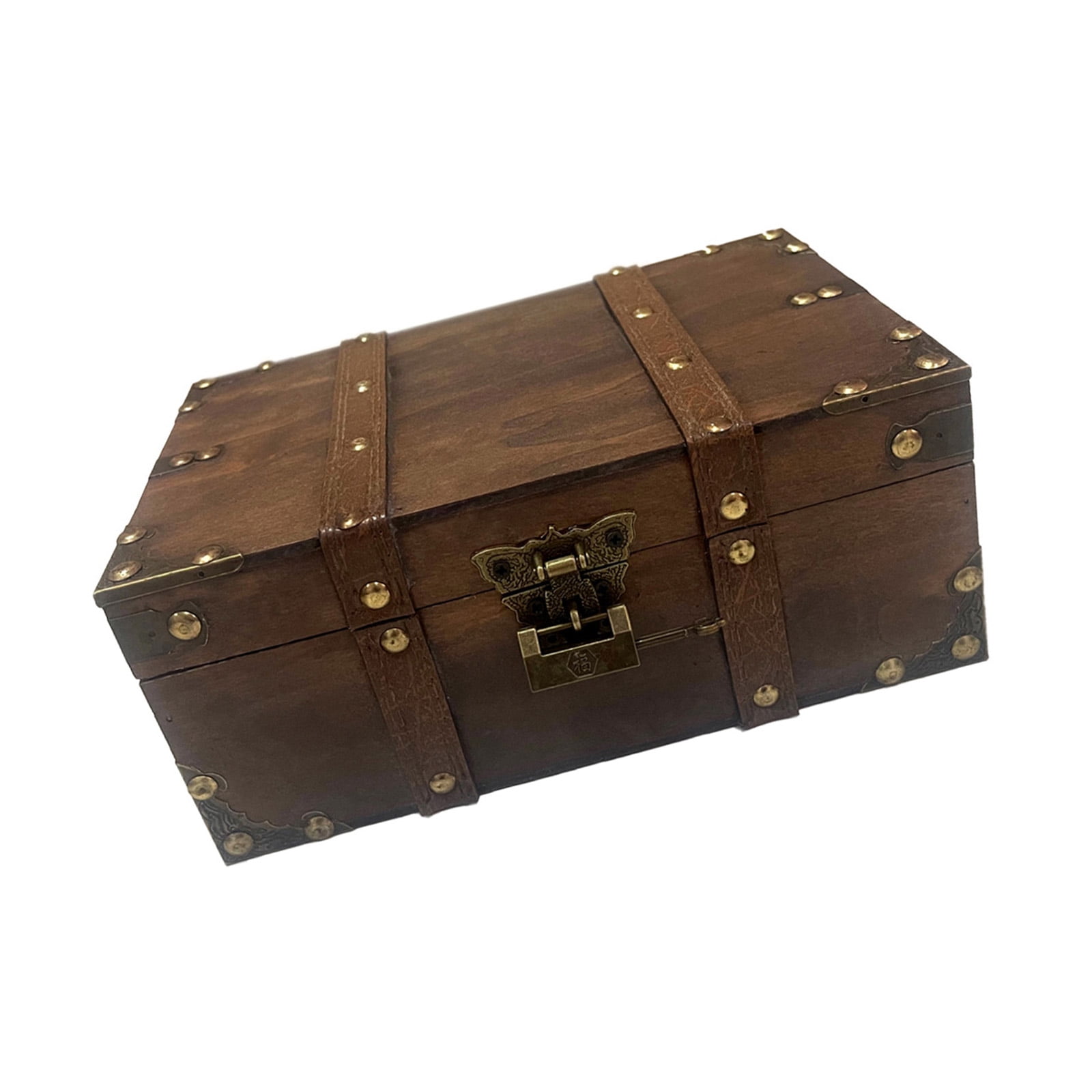 Lockable Wooden Trinket Box with Lock Antique Styles Storage Chest for Jewelry Photos Props Display Keepsakes Organiser