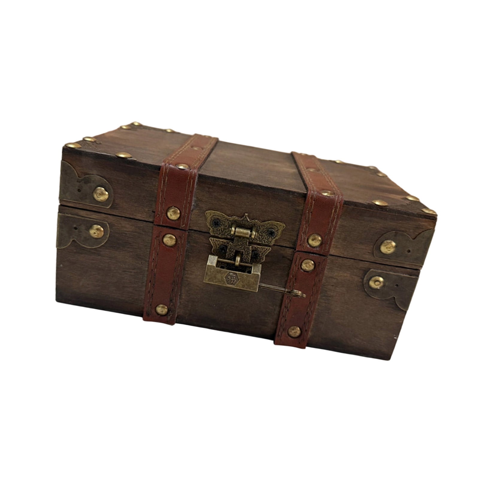 Lockable Wooden Trinket Box with Lock Antique Styles Storage Chest for Jewelry Photos Props Display Keepsakes Organiser