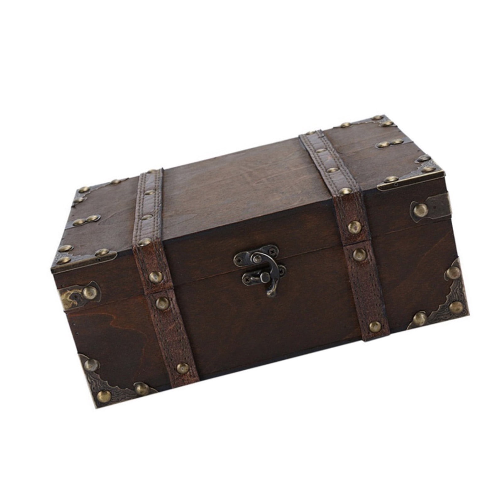 Lockable Wooden Trinket Box with Lock Antique Styles Storage Chest for Jewelry Photos Props Display Keepsakes Organiser