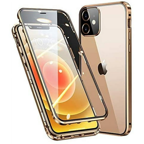 Lockable iPhone 14 Plus Magnetic Case Glass Case with Camera Lens Protector Screen Protector Safety Lock 360 Full Body Double Sided Glass Bumper Case Clear Cover