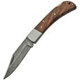thumbnail image 1 of SANZ 4 Inch Closed Lock back Knife Damascus Pattern Blade Wood Handle with Steel Bolster Oldwood, 1 of 2