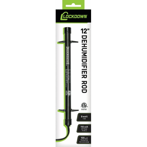 Lockdown Dehumidifier Rod, 12". Dries Approximately 100 Cubic Feet. Plug Attachment 110/220V AC