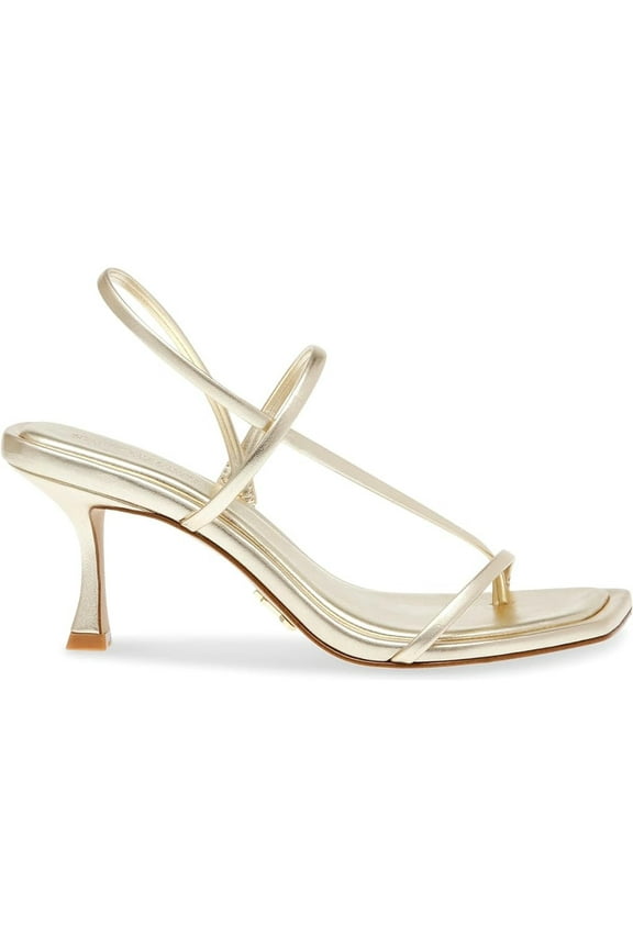 Locke Leather Strappy Y2K Mid Heels Gold Sandals - Champagne