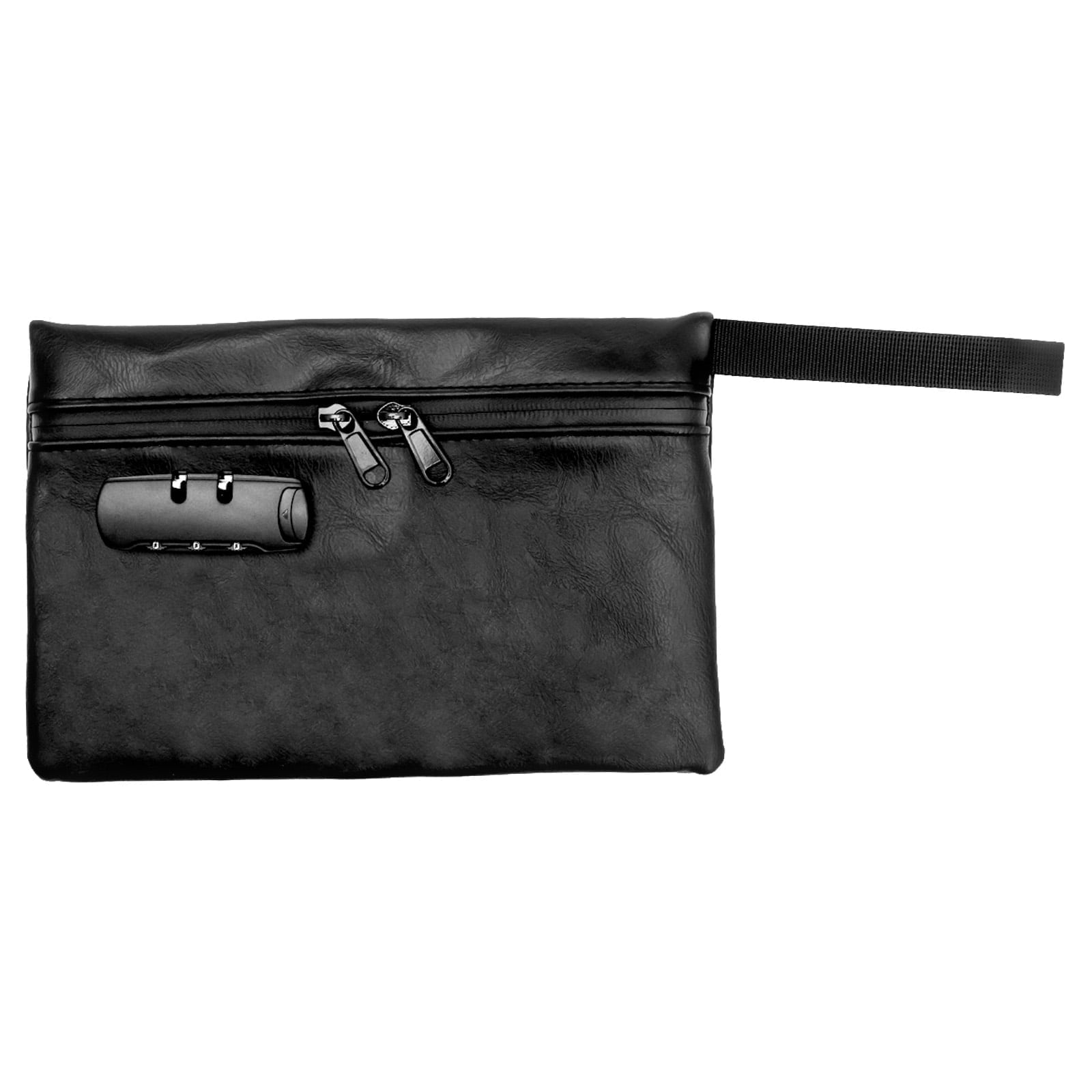 Locked Money Bag with Zipper PU Leather Cash Lock Pouch Waterproof Locking Deposit Bag Portable Locking Bank Pouch for Documents Home Travels