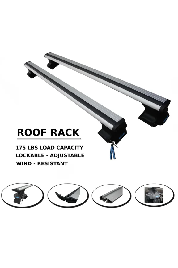 Locked Roof Rack Cross Bars For Volkswagen Polo 4 2003-2009 Rail Aluminum
