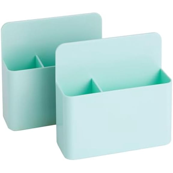 Locker Accessories Magnetic Dry Erase Marker & Pencil Holder - 5 x 5 x 2 in, Pastel Mint, 2-Pack - Magnetic Locker Organizer for Whiteboards, Refrigerators & Office Decor$$Office