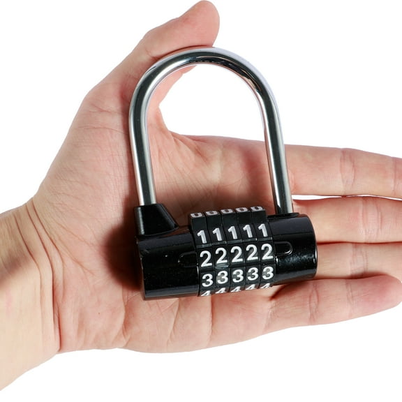 Locker Combination Lock 5-Digit Resettable Combination Padlock Zinc Alloy Cabinet Code Padlock Keyless Black Safety Password Lock Sturdy Fence Padlock for Cabinet Gym Lockers School Lockers