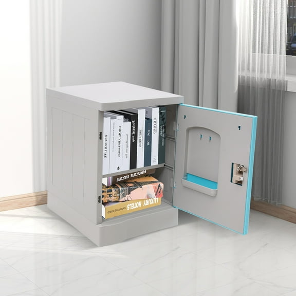 Locker, Lockable Storage Cabinet 19" with Keys | Great for Kids, Home, School, Office or Outdoor | Toy Box, Footlocker, Bedside Dresser/Nightstand, Sports or Gym (Blue)