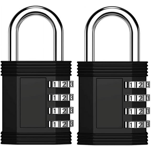 Locker Locks with Code, 4 Digit Waterproof Combination Lock for Gym, School Locker, Fence, Toolbox, Gate (2 Pack, Black)