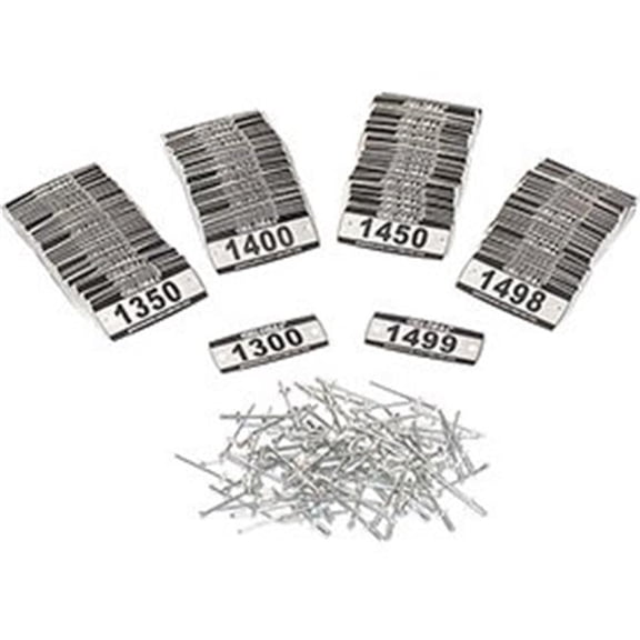 Locker Number Plate Kit - Numbered 1300-1499 - Pack of 200