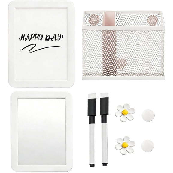 Locker Organizer Kit Aesthetic Magnetic Mirror Pen Holder Set | 6 Pieces Magnetic Locker Accessory Set, Strong Magnetic Adhesive Free Installation, School Supplies for Dorm, School Home