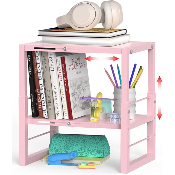 Locker Organizer Shelf Pink, Adjustable Width and Height, Stackable Metal Locker Storage Organization, Ideal Locker Fits Standard Size School, Office, and Gym Lockers
