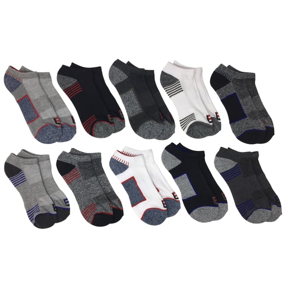 Locker Room Boys 10 Pack Half Cushion No Show Socks - 6-8 (Age 2-6), Multi