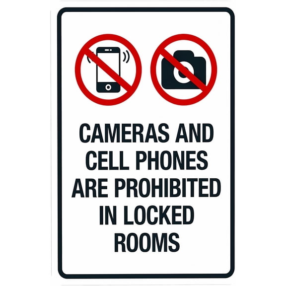 Locker Room Cameras & Cell Phones Prohibited Sign 8"x12" - Prohibition Security Metal Sign, Business Home Yard Garage Street Wall Safety Caution Decor