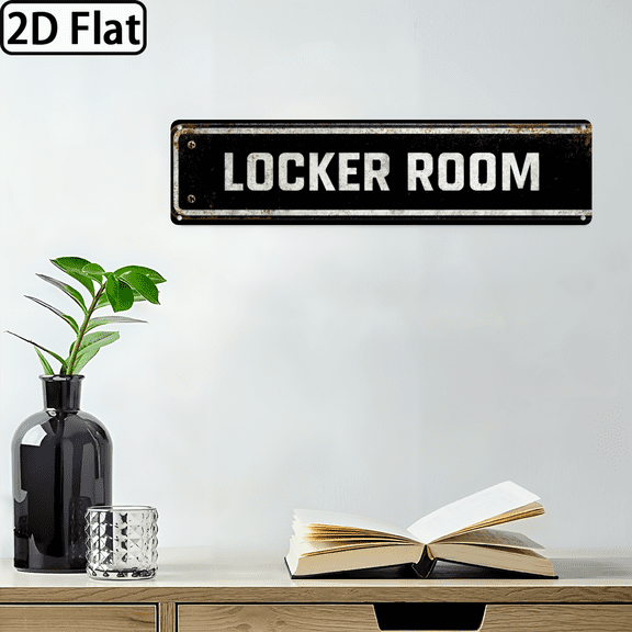 Locker Room Sign - Vintage Rustic Metal Wall Decor - 16x4 Inch Sports Themed Sign for Gym