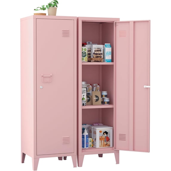 Locker Storage Cabinet for Employees Kids Locking Metal Office Storage Cabinet for School Gym Pantry Kitchen (Pink)