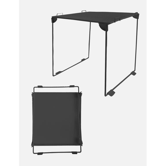 2 Pack Locker Organizer Shelf, Mesh Locker Shelf for Locker Decor, Stackable,Extra Tall, Fits Standard Size School Lockers, Black