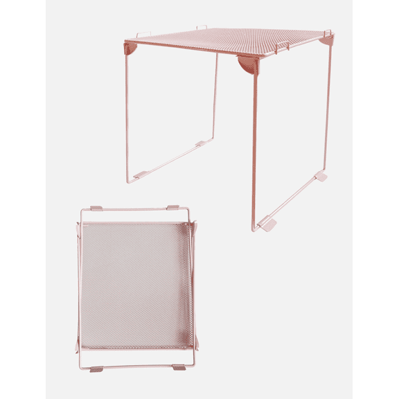 2 Pack Locker Organizer Shelf, Mesh Locker Shelf for Locker Decor, Stackable,Extra Tall, Fits Standard Size School Lockers, Pink