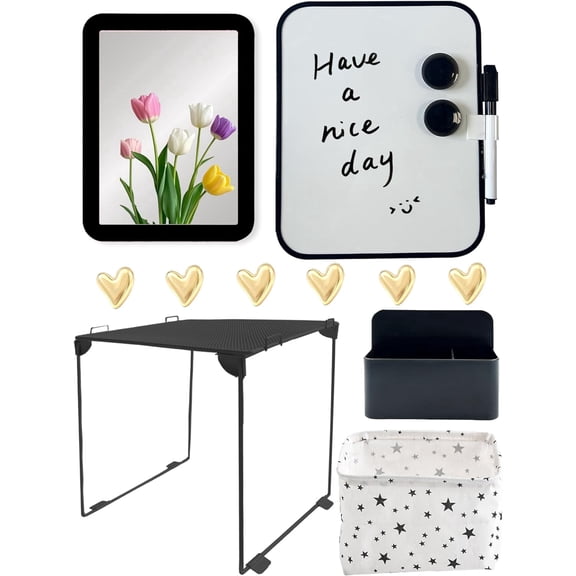 14 PCS Locker Organizer Kit with Locker Shelf and Accessories, Back to School Essentials, Black