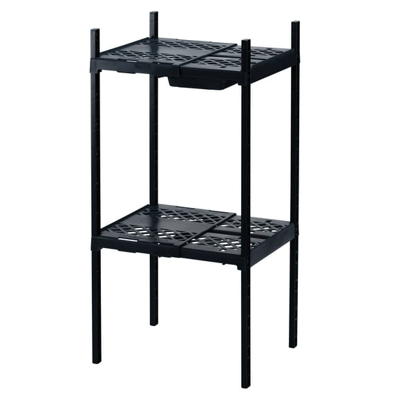 LockerMate Double Locker Shelf, Adjustable Width and Height to Fit Most School Lockers, Black