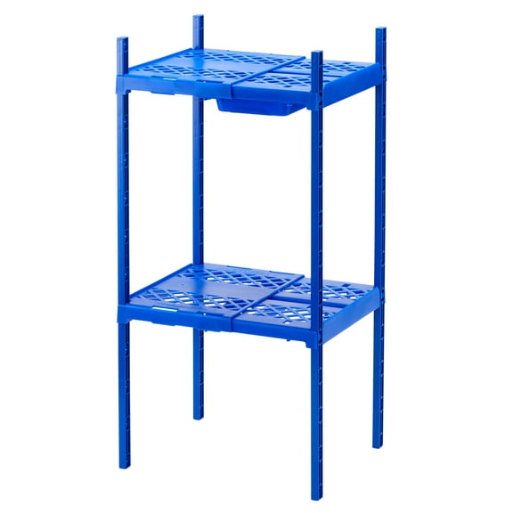 LockerMate Double Locker Shelf, Adjustable Width and Height to Fit Most School Lockers, Blue