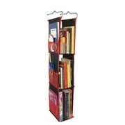 LockerWorks 3 Shelf Adjustable Hanging Locker Organizer, 20-38" Tall x 6" Wide x 9" Deep, Shelves 12"-14" Tall, Hangs from Shelf, Hooks or Rod to Create Storage Space. Black with Red Trim