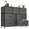 thumbnail image 1 of Lockers for Bedroom with 7 Fabric Drawers, Tall Chest Organizer Units for Clothing, Closet, Kidsroom, Storage Tower with Cabinet, Metal Frame, Wooden Top, Lightweight Nursery Furniture - Gray, 1 of 6