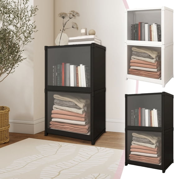 Lockers Flip Top Bookcase 3 Tier Dustproof Storage Shelf Unit for Books and Home Organization(1Pcs) Rkxzt