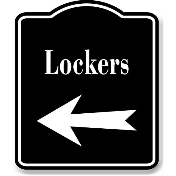 Lockers Left Arrow BLACK Aluminum Composite Sign, 20"24"