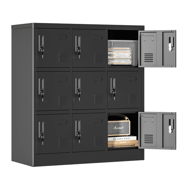 Lockers, Metal Lockers For Employees, Steel Locker Storage Cabinet With Card Slots, Lockable Office File Cabinet For School,Home, Assembly Required