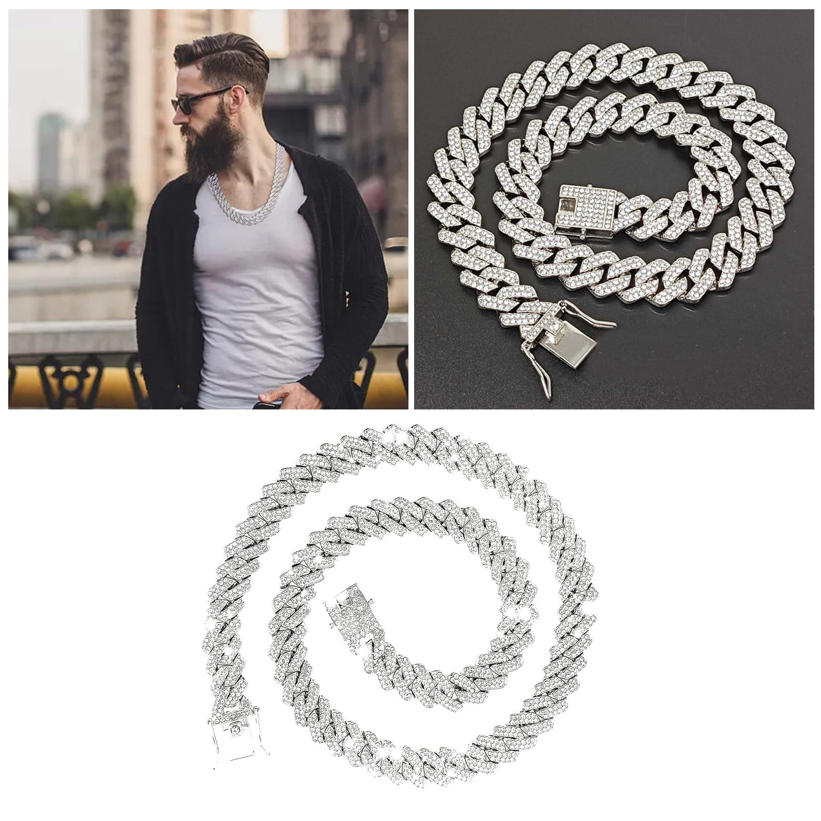 Locket Chain Cuban Chain Necklaces Silver/Gold Cuban Link Chains Mens