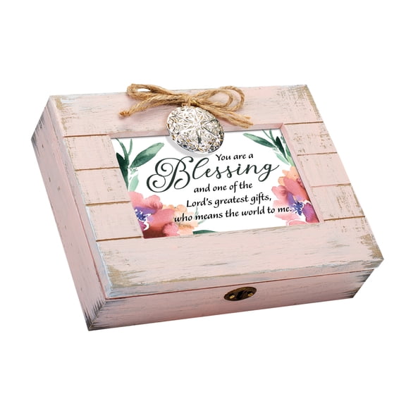 Cottage Garden You Are A Blessing Weathered Pink 8.5 x 6.5 Inch Locket Musical Box Plays Tune Friend In Jesus