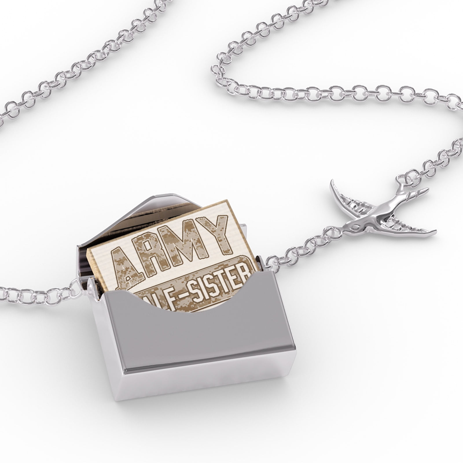 Locket Necklace ARMY Half Sister Camo in a silver Envelope Neonblond