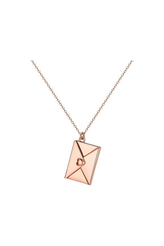 Locket Necklace Envelope Necklaces with Secret Message for Women Stainless Steel Gold Rose Gold Plated Memorial Gift for Wife Love