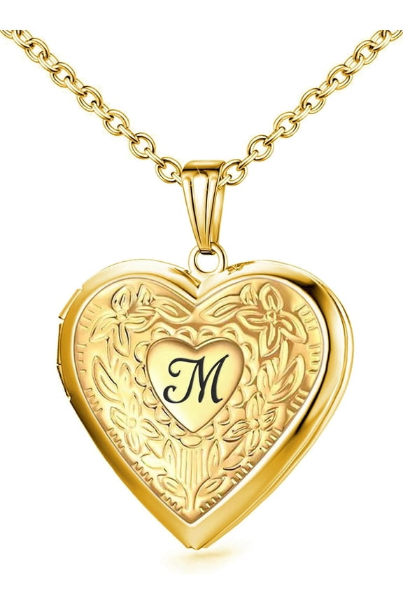 Locket Necklace Holds Pictures Alphabet Initial Letter Love Heart Lockets Photo Memory Locket Necklaces Birthday Gifts[y1190]