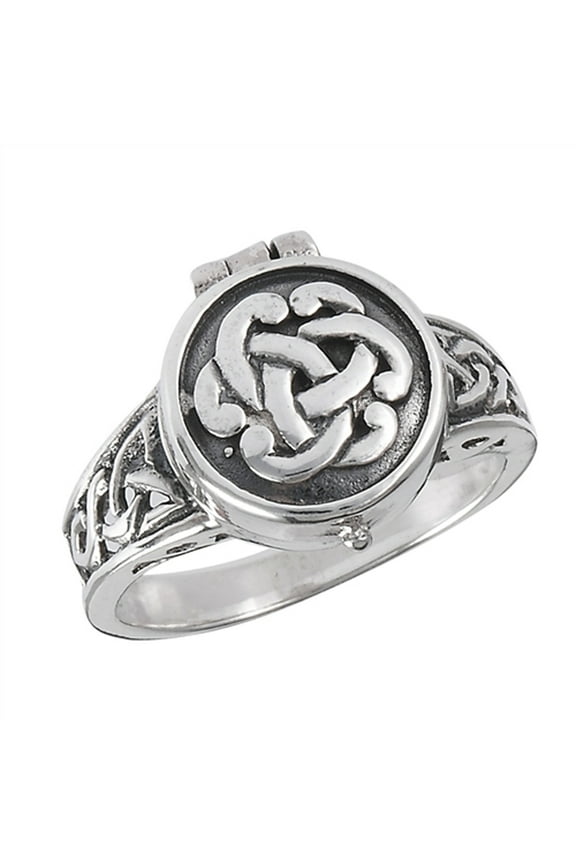 Locket Oxidized Celtic Knot Ring .925 Sterling Silver Filigree Band Jewelry Female Male Size 7