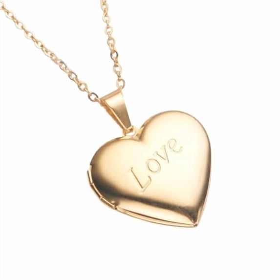 Locket Picture Pendant Necklace,Vintage Engraved Flower Empaistic Carved Pattern Oval Round Heart Necklace-7 colorname
