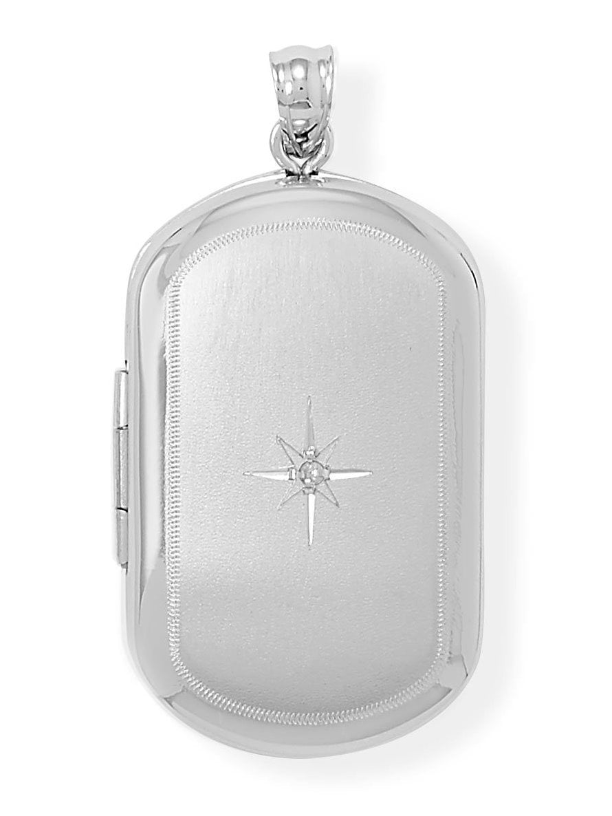 Oval Keepsake Locket Photo and Memory Keeper Sterling Silver and Diamond Accent Oval Keepsake Locket Photo and Memory Keeper Sterling Silver and Diamond Accent