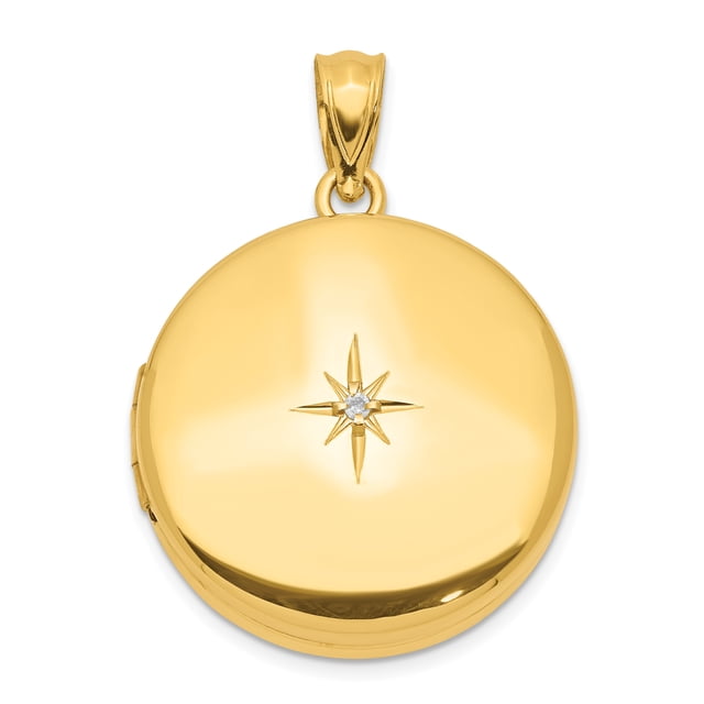 Lockets Sterling Silver 20mm Gold-plated Polished Diamond Accent Round ...