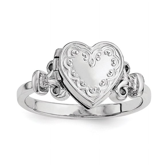 925 Sterling Silver Polished Holds 2 photos 10mm Locket Ring Size 8 Band Style-Ring for Women