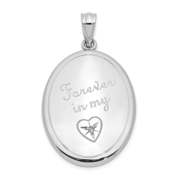 Lockets Sterling Silver Rhodium-plated Diamond Forever in My.. Oval Open Locket