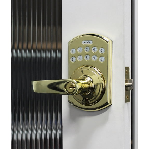 Lockey E995BB E Digital Series Keyless Entry Single Cylinder Electronic Door Lever - Brass