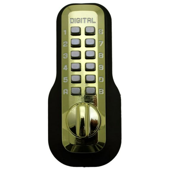 Lockey M-210-BB-EZ Mechanical Keyless Deadbolt Ez Mount Plate Lock - Bright Brass Finish